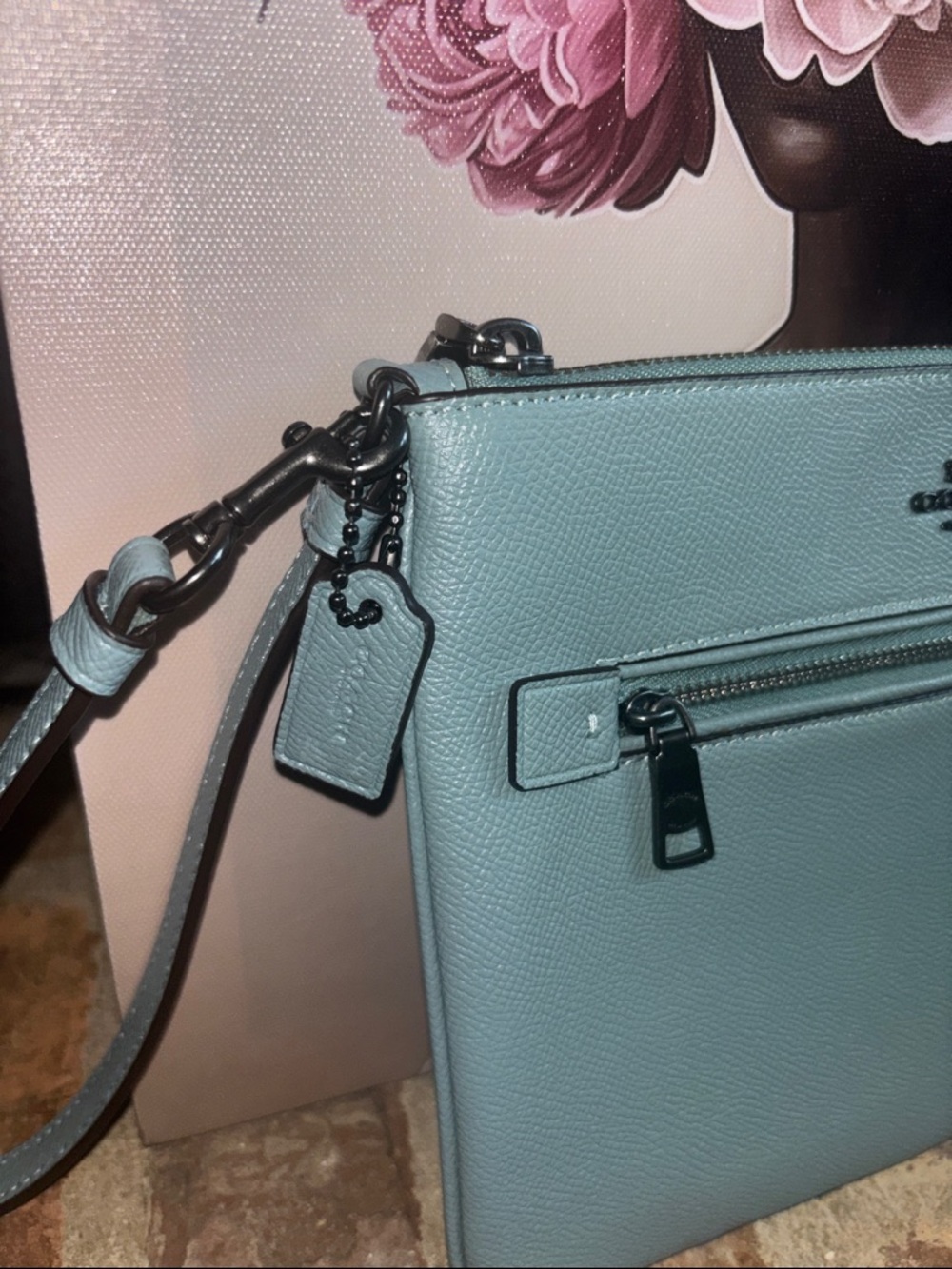 Coach Blue Leather Large Wristlet Clutch - Picture 3 of 6